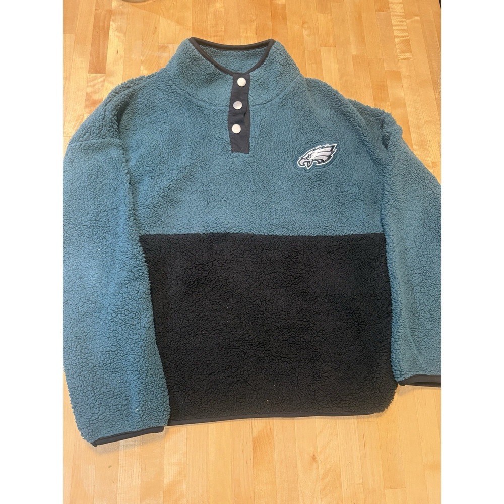 NFL Philadelphia Eagles Fleece Pullover Snap Button Jacket Youth XL 15-17 Green